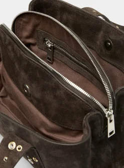 Shell Duffel brown suede mini shoulder bag
