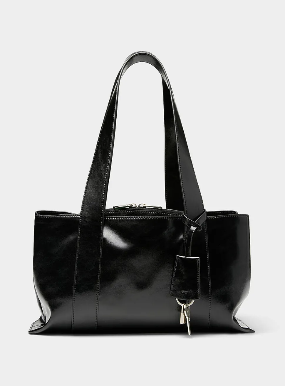 Shell Duffel glossy leather shoulder bag