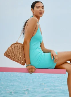 Shimmering knit halter minidress