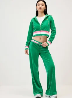 Shimmering logo velvet hooded sweatshirt