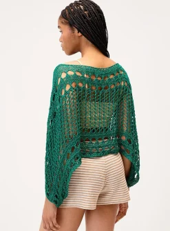 Shimmering openwork poncho