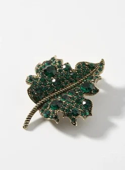 Shimmery green leaf brooch