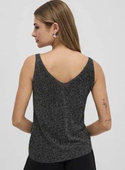 Shimmery mini-crystal V-neck tank