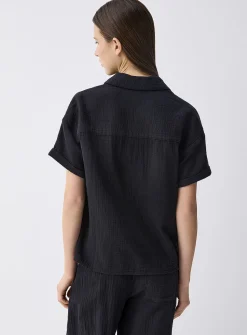 Short-sleeve organic cotton gauze shirt