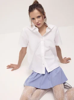 Short-sleeve poplin shirt