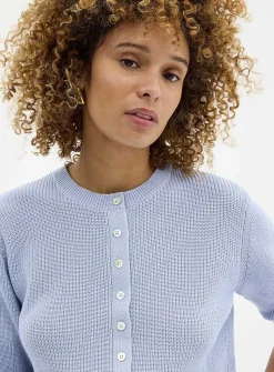 Short-sleeve shaker-rib cardigan