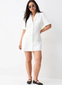 Shoulder pad jacket minidress