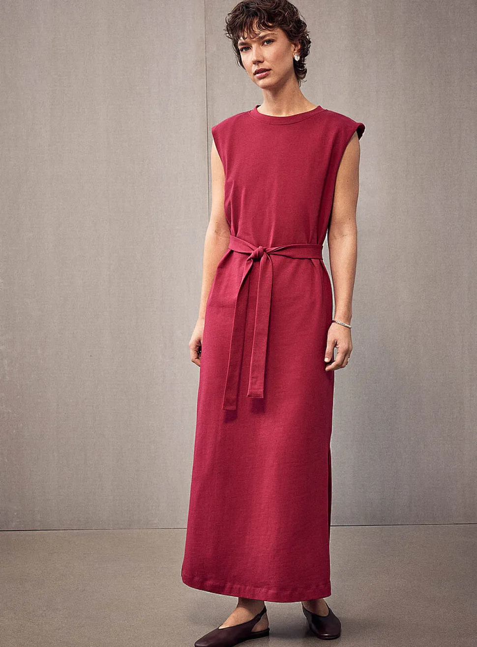 Shoulder-pad jersey maxi dress