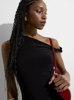 Side slit twisted strap maxi dress