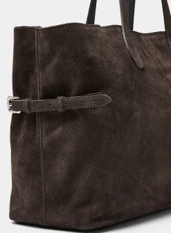 Side-belt suede tote bag