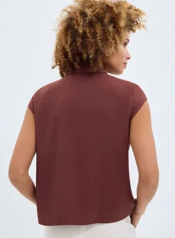 Silky cap-sleeve shirt
