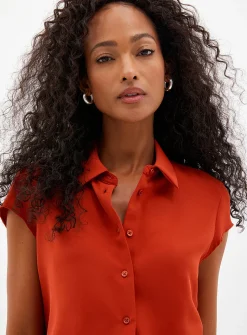Silky cap-sleeve shirt