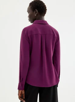 Silky hidden placket shirt
