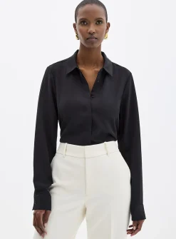Silky hidden placket shirt