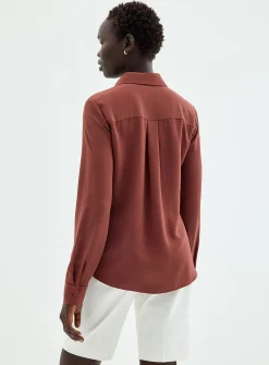 Silky hidden placket shirt