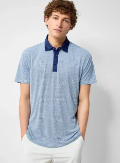 Silky medallion pattern golf polo