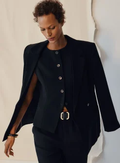 Silky straight two-button blazer