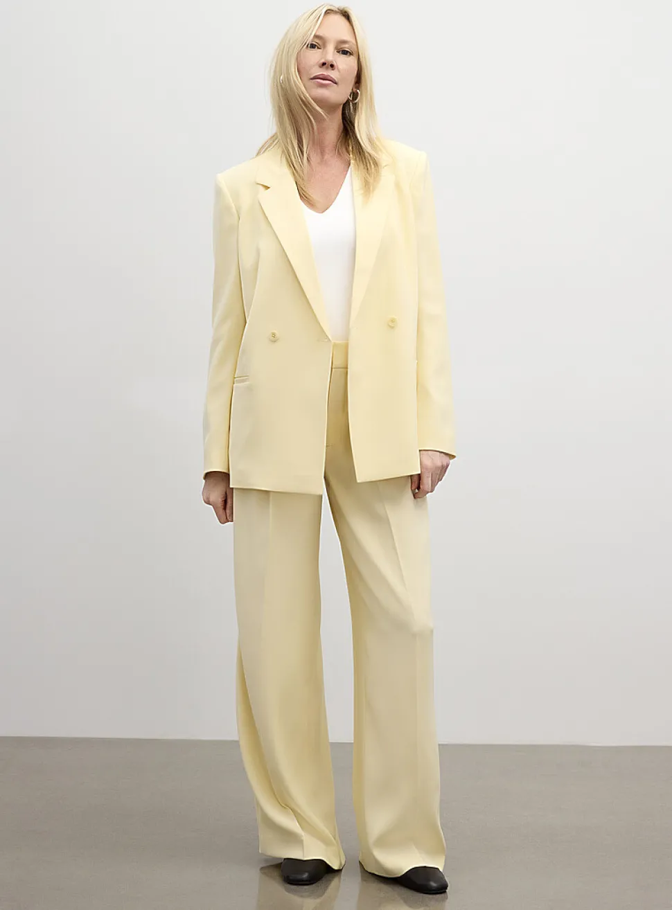 Silky straight two-button blazer