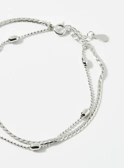 Silver double row bracelet