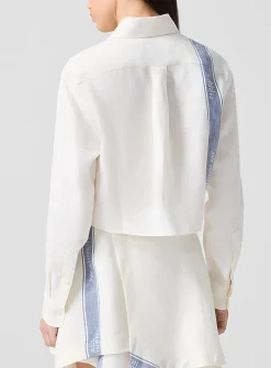 Single stripe pure linen shirt