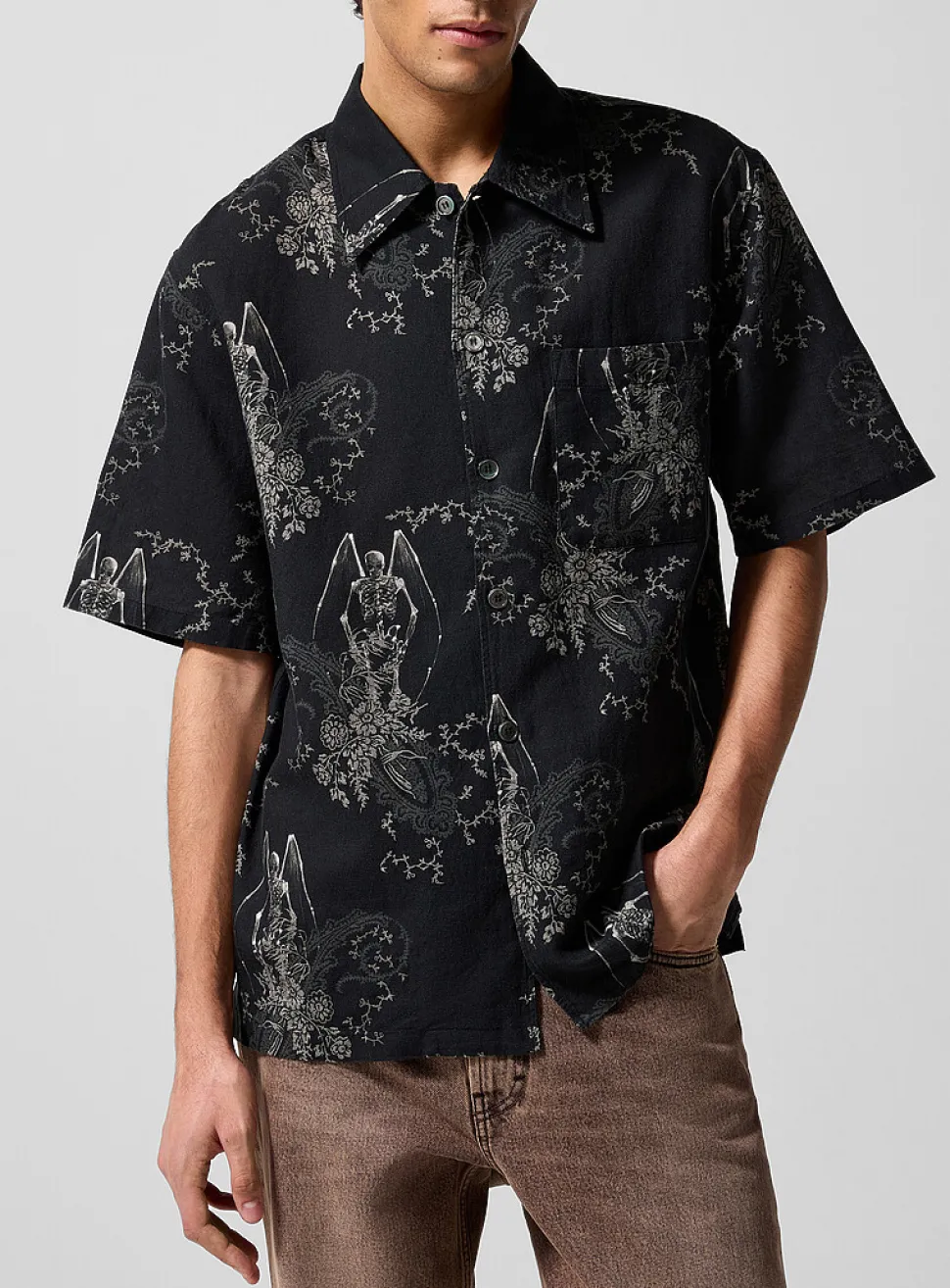 Skeleton paisley boxy-fit shirt