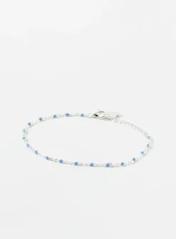 Sky-blue beaded thin bracelet