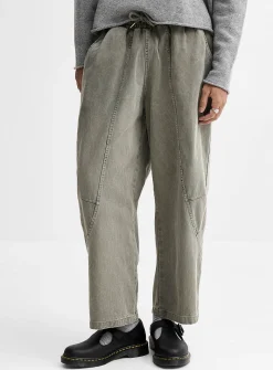 Slanted-panel twill pant