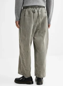 Slanted-panel twill pant
