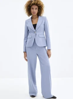 Sleek-waist stretch crepe pant