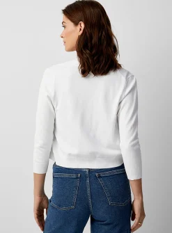 3/4-sleeve fine knit open cardigan