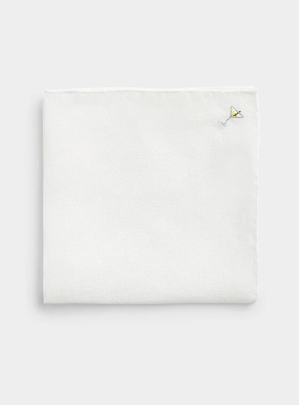 Small embroidery linen pocket square