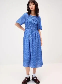Small flowers smocked maxi dress
