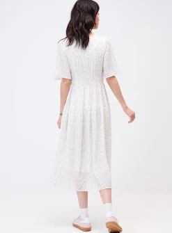 Small flowers smocked maxi dress