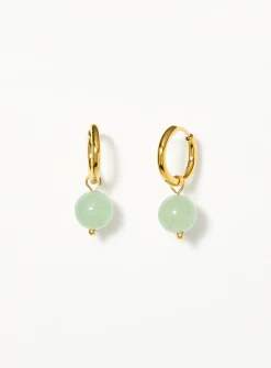 Small green aventurine hoops
