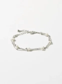 Small pearl three-row bracelet