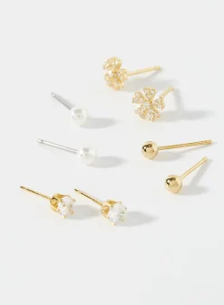 Small silver flower earrings