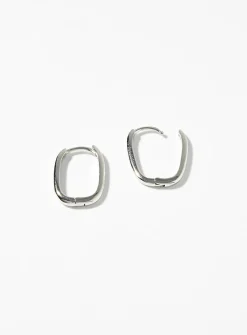 Small silver oval hoops