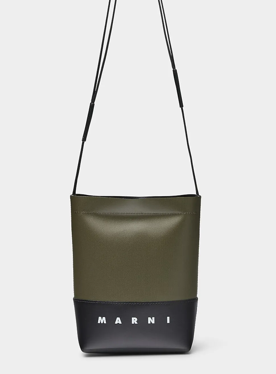 Small two-tone canvas bucket bag
