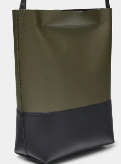 Small two-tone canvas bucket bag