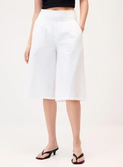 Smocked waist cropped pant