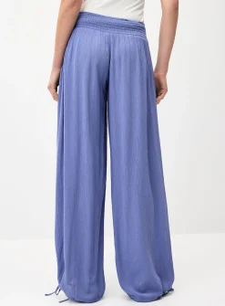 Smocked-waist crinkled-finish pant