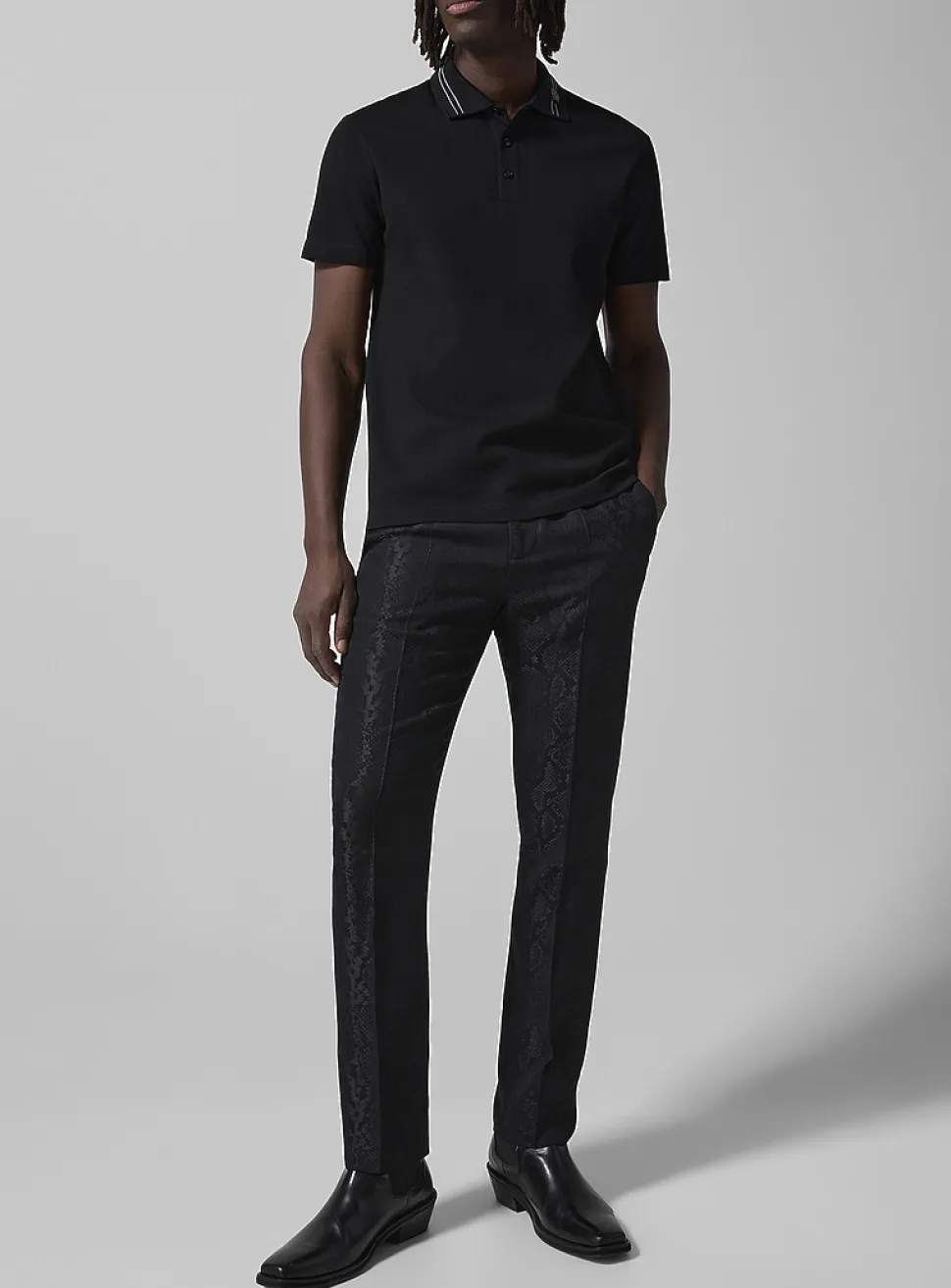 Snakeskin print jacquard pant