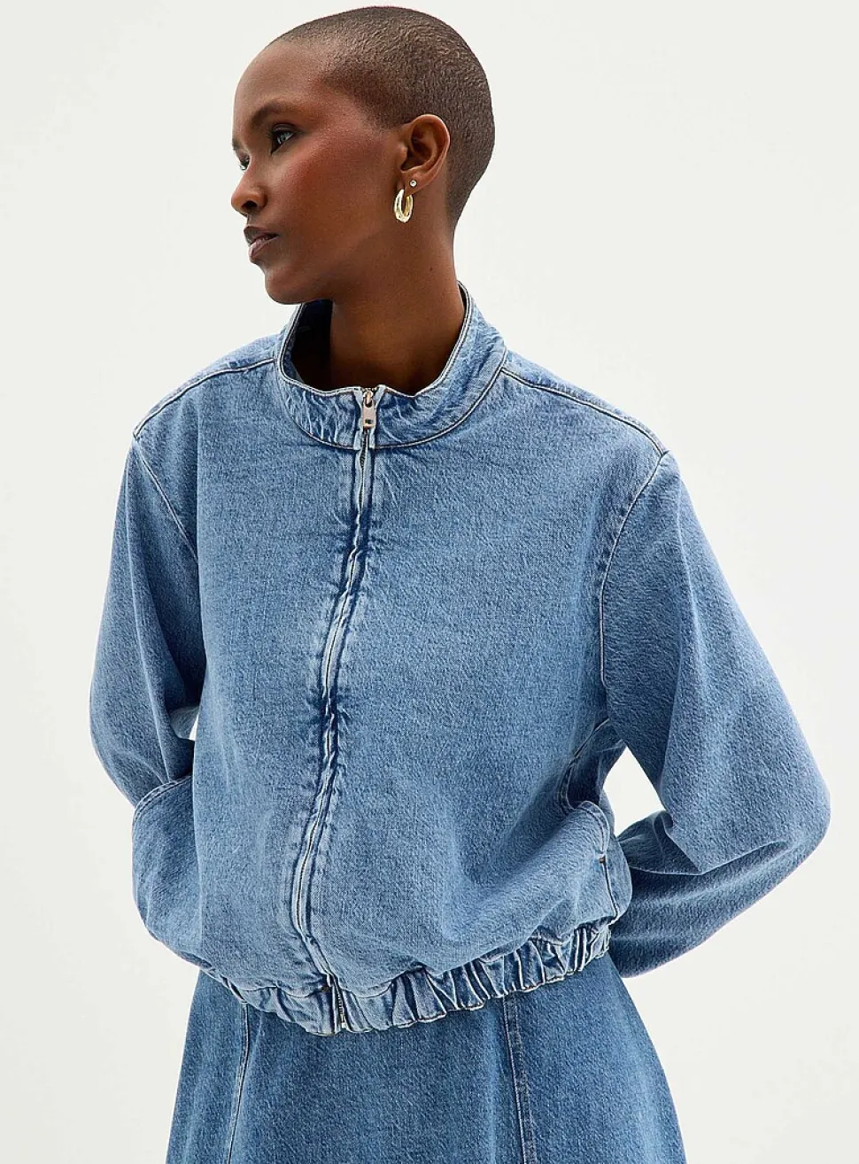Soft denim zipped jacket