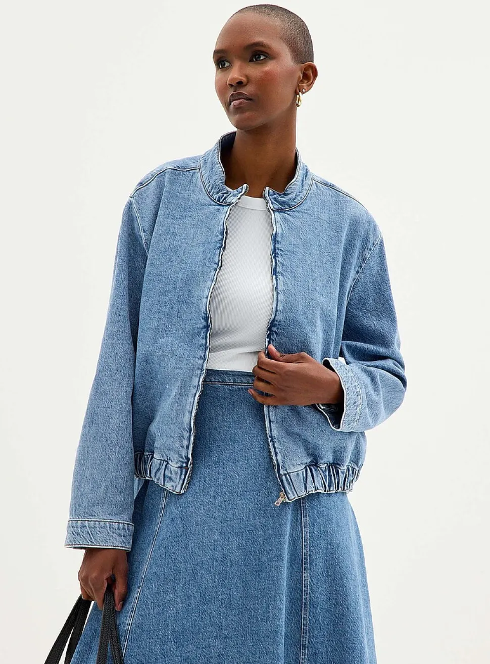 Soft denim zipped jacket