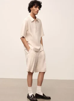 Soft linen pleated Bermudas