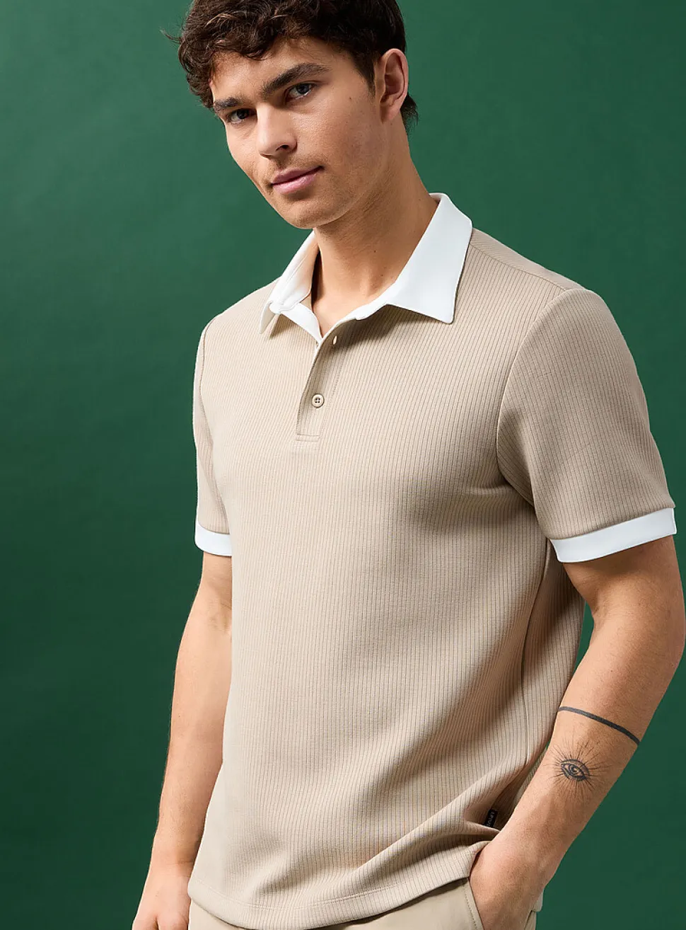 Soft ribbed jersey golf polo