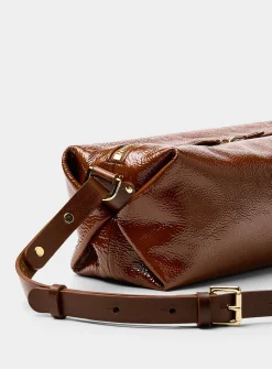 Sohna glossy leather rectangular shoulder bag