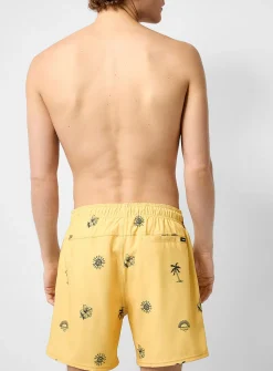 Solar pattern yellow swim trunk