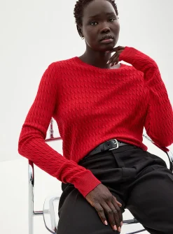 Solid cable-knit sweater