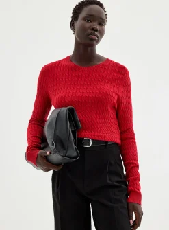 Solid cable-knit sweater